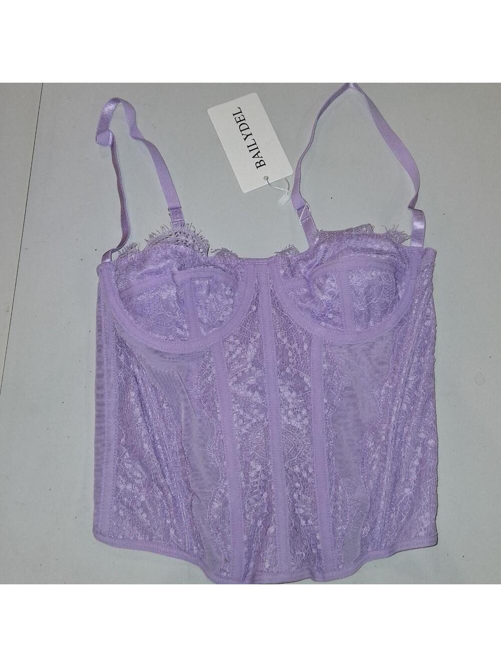 purple lace corset top with boning size XS